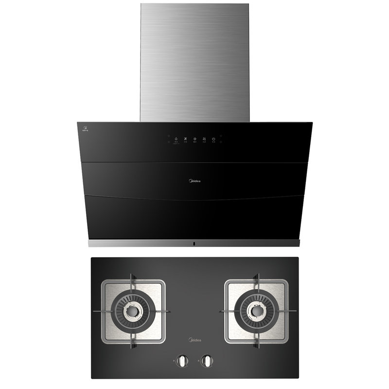 美的烟灶套餐cxw-280-b63s jzt-q62喷涂 钢化玻璃