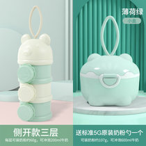 吉宝宝婴儿奶粉盒大容量便携式外出分装格米粉盒子辅食密封防潮罐(两个装（侧开款+小号绿色） 版本)