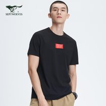 七匹狼七匹狼短袖t恤男圆领时尚运动户外休闲夏季男装1H1A30602938M码黑 修身舒适吸湿透气