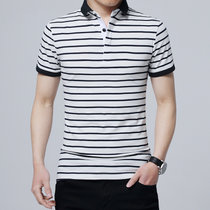 NAKECY夏季男士短袖t恤 韩版大码半袖POLO衫学生日系潮牌体恤男装上衣(白色 M)
