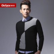 Genanx格男仕 春季款时尚修身圆领毛衣男式套头针织衫 B105(黑色 XXL)