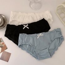 SUNTEK内裤少女裆夏季薄款低腰女生可爱日系纯欲纯色女士三角裤(均码 （95-115斤左右） 浅蓝色 +白色+黑色)