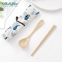 壳氏唯 稻壳便携餐具叉子筷子勺子套装旅行装不易藏菌易清洁 便携勺筷组合 海豚
