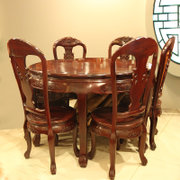 红木家具1.2米红木餐桌实木圆形饭桌六人位圆台 非洲酸枝木