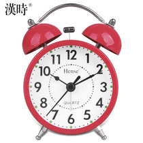 汉时（Hense） 时尚创意打铃闹钟学生静音床头钟儿童卡通闹表简约懒人小时钟HA01(红色)