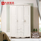 A家家具 衣柜衣橱两门三门木质韩式田园白色卧室整体大衣柜 3门衣柜 白色(衣柜 两门)
