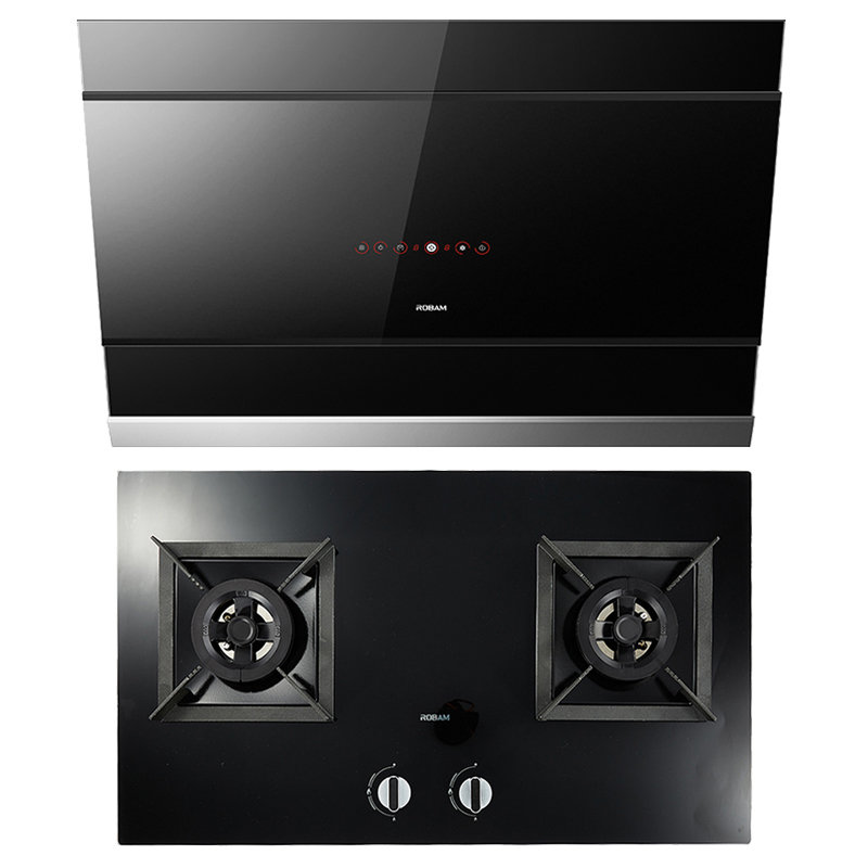 老板robam侧吸钢化玻璃巨幕拢吸烟灶套餐cxw2205701jzt7b031