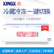星星(XINGX) 718升 卧式冷柜 单温冷冻冷藏转换冰柜一室顶开门 大容量商用冷柜 白色 BD/BC-718G