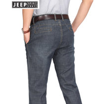 JEEP吉普牛仔裤男春夏秋薄款牛仔长裤商务休闲棉质微弹牛仔裤男装裤子(2J-327黑色 36对应腰围2尺8)