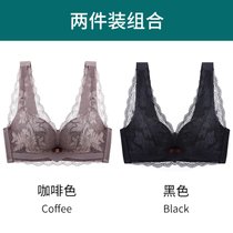 SUNTEK性感内衣女士聚拢收副乳防下垂调整型胸罩蕾丝薄款诱惑无钢圈文胸(咖啡色+黑色 38/85B)