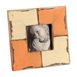 莎芮 美式实木相框 摆台框 创意相架 美式乡村 复古做旧软装饰品(12-37桔色内框7.5*7.5cm)