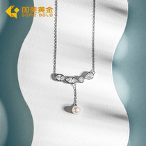 真快乐黄金 925银珍珠 QUEEN系列项链（银色垂坠款）2106K089