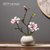日式禅意白色陶瓷花瓶花艺套装新中式客厅插花装饰仿真腊梅花摆件(矮款白色花瓶+玉兰)