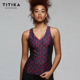 TITIKA瑜伽服吊带背心新款弹力紧身健身跳操运动服印花上衣63257(树叶印花-9913 XS)