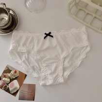 SUNTEK内裤少女裆夏季薄款低腰女生可爱日系纯欲纯色女士三角裤(均码 （95-115斤左右） 白色 【冰丝1条装】)