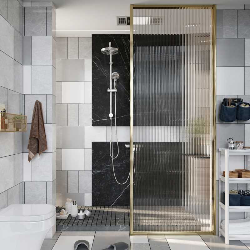 【锦溢浴室用品图片】淋浴房半隔断一字型长虹玻璃干湿分离卫生间家用