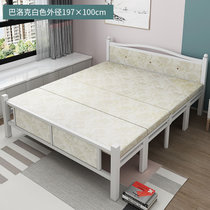 出租房便携硬板床折叠床单人床办公室午睡简易双人家用午休(加厚款-巴洛克-1米宽（白）)