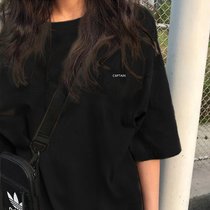 SUNTEK夏季新款小众设计感薄款上衣服别致甜酷宽松白色ins短袖T恤女装潮(XL 6663-黑色)