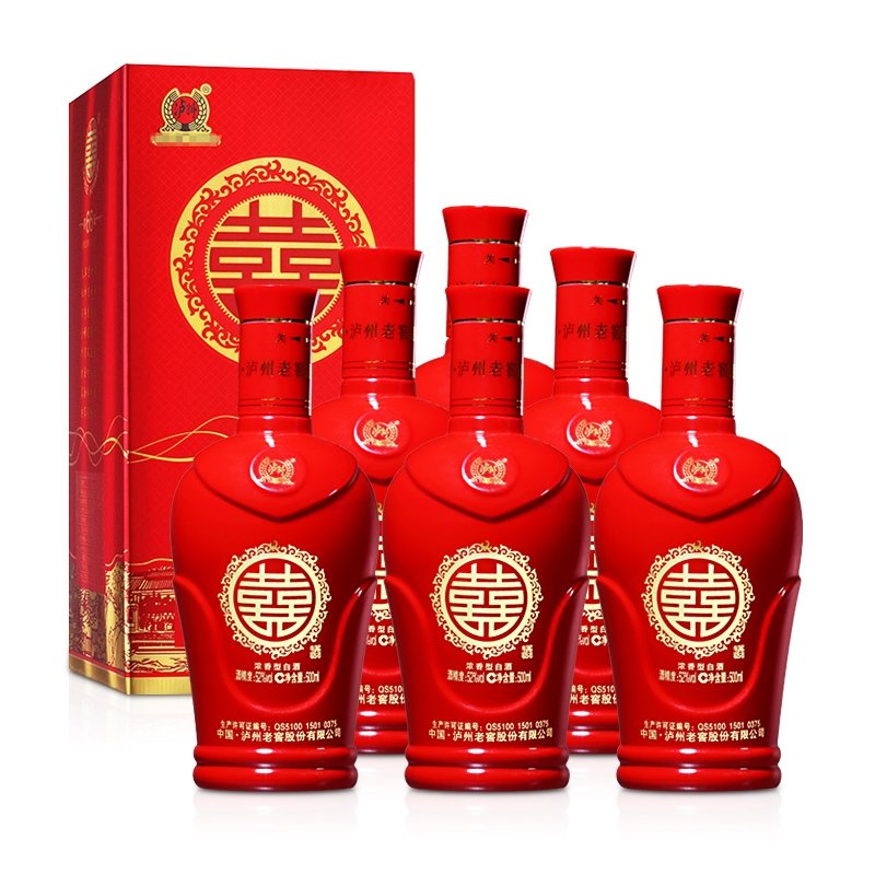 【四川泸州老窖白酒图片】38度泸州老窖双喜酒喜坛66 500ml*6婚庆婚宴