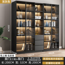 手办展示柜轻奢书柜玻璃门置物柜乐高模型储物柜雕像实木定制柜子(双门三抽120+双门80cm【包上楼包安装】 默认版本)