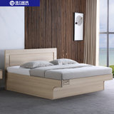 强力家具 现代简约板式床1.8米双人床榻榻米高箱储物床木质主卧 裸床