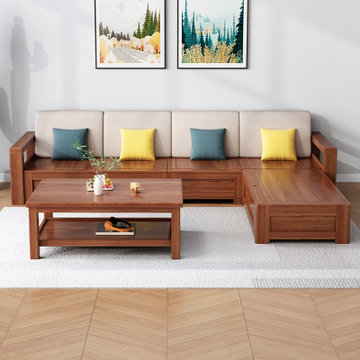 华南家具新中式现代高箱储物实木沙发大户型客厅冬夏两用全套123组合