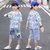 童装男童夏装套装2021年新款帅洋气中大儿童夏季潮网红两件套时髦(蓝色 160)