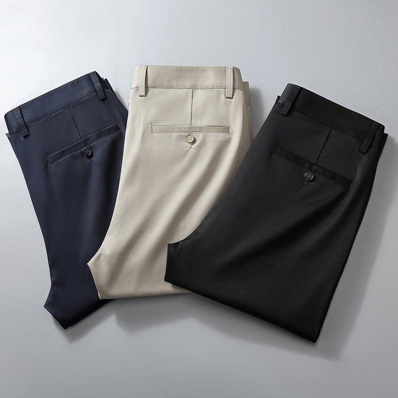 西裤西裤男超薄款简约纯色冰丝裤男士休闲裤时尚商务九分裤子速干长裤
