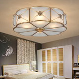 欧菲玛丽 卧室灯 欧式圆形纯全铜灯温馨浪漫大气LED灯具(白光光源 吸顶60*16CM)