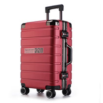 行李箱女学生旅行箱24寸商务铝框拉杆箱男26寸大容量密码登机箱20(酒红色【高贵铝框款】 26寸)