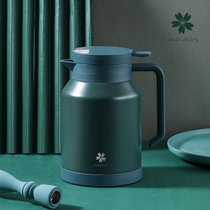 日本AKAW不锈钢双层咖啡保温壶咖啡壶水壶真空隔热水壶办公室水瓶(橄榄绿)