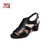马内尔春夏新款时尚休闲粗跟罗马凉鞋一字扣带真皮中跟女鞋G88032(黑色 36)