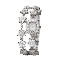 歌时娜手表女表花朵气质手链表防水玫瑰金时尚潮流水钻女士石英手表腕表(白色 钢带)