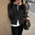 MISS LISA韩版宽松短款毛衣外套长袖针织衫开衫上衣K1108(黑色 M)