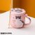 可爱猫咪马克杯卡通陶瓷杯子情侣男女水杯咖啡杯带盖勺早餐牛奶杯(168粉色猫咪（泡沫装）)