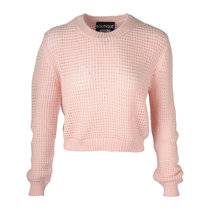 Moschino女士粉红色羊毛圆领针织套头短款毛衣0923-1105-13236粉 时尚百搭