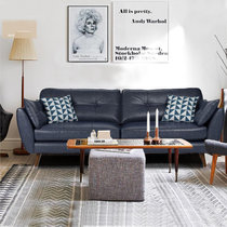 TIMI天米 北欧沙发 现代简约沙发 皮艺沙发组合 单人双人三人沙发 客厅沙发组合(深蓝色 单人位沙发)