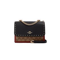 coach 蔻驰 奢侈品女包 新款链条风琴包 单肩斜跨包(棕色)