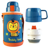 杯具熊杯具熊双盖两用儿童保温壶600ML3D-狮子王蓝 316不锈钢内胆，双盖双饮，便携杯套