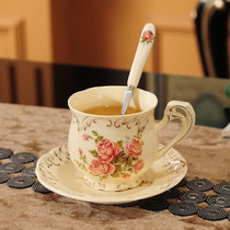 欧式陶瓷咖啡杯子高档精致杯具套装英式下午花茶家用小奢华优雅。(金玫瑰1杯1碟1勺-G17 默认版本)