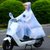 摩托车雨披男女成人单人双帽檐电瓶车骑行大厚透明电动车雨衣(白雪花-有镜套 5X大厚)