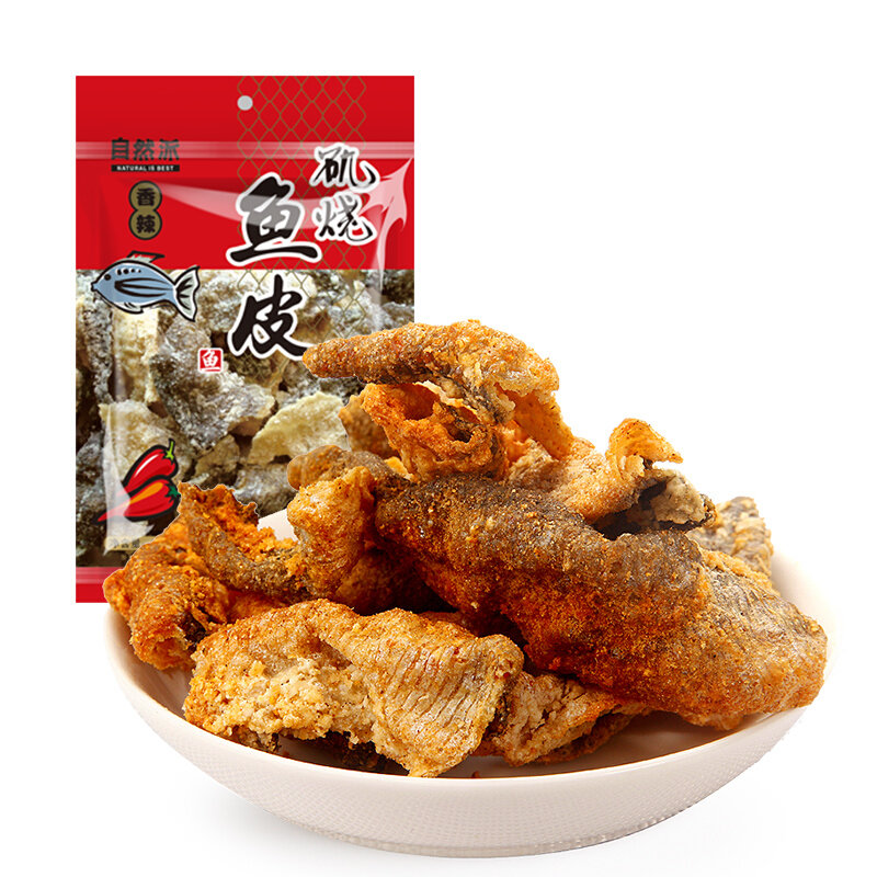 自然派矶烧辣味鱼皮60g即食海味休闲零食小吃