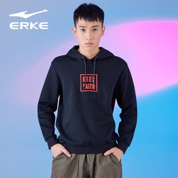 鸿星尔克男装 套头衫男子卫衣运动休闲字母连帽长袖上衣 51220189077