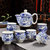 茶具套装整套陶瓷防烫双层杯功夫茶具中式青花瓷茶壶茶杯家用.Sy  7件(云纹花)(7件)