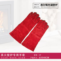 壁炉手套 真火壁炉专用手套 真皮隔热防烫手套 牛皮手套 焊接手套