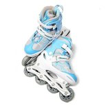 *直排轮滑鞋溜冰鞋旱冰鞋脚踏鞋透气网面可调PU轮(蓝色 34-37)
