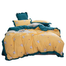 黛格单双人床上用品 1.5m 1.8m 2.0m床韩版可爱花卉洛卡棉花边四件套件 被套 床单(2 默认)