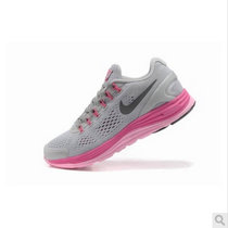 专柜耐克 Nike 6026 登月4代 网布透气时尚 男女鞋休闲运动情侣跑步鞋气垫男女篮球鞋(灰桃红 38)