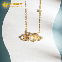 真快乐黄金 925银珍珠 QUEEN系列项链（金色花蔓）2106K083