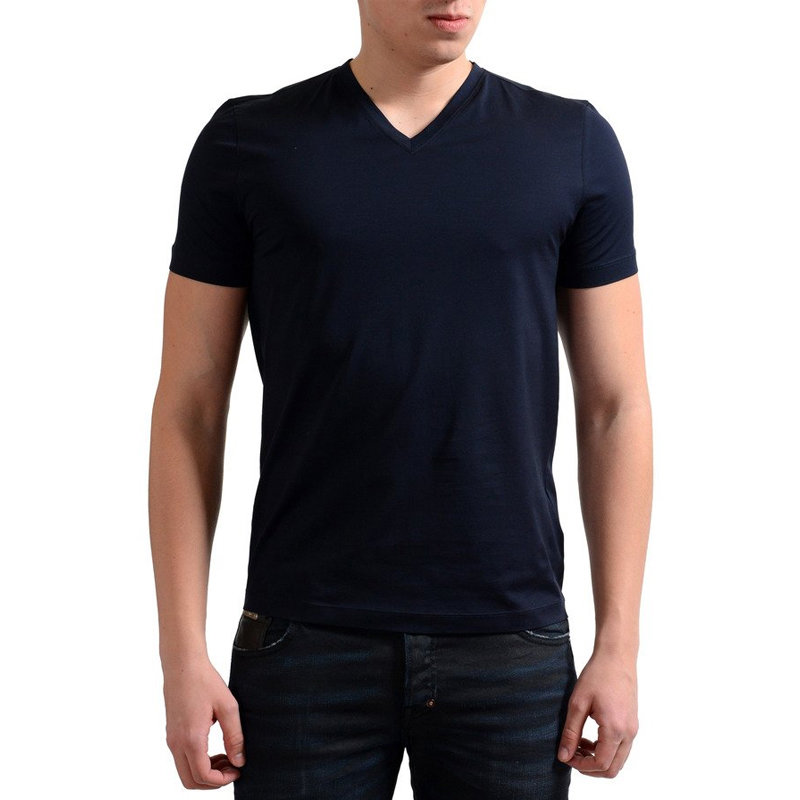 【prada服饰图片】prada男士深蓝色v字领t恤 ujm565-710-f0124l码深
